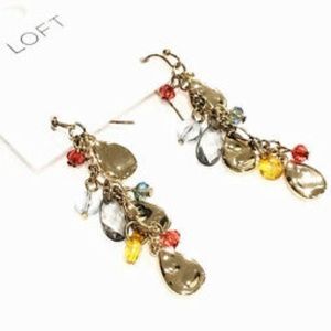 LOFT Drop Gold/Crystal Earrings NWT
